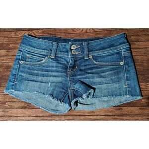 American Eagle Jean Shorts Womens Size 0 Stretch Denim Distressed Frayed‎ Medium
